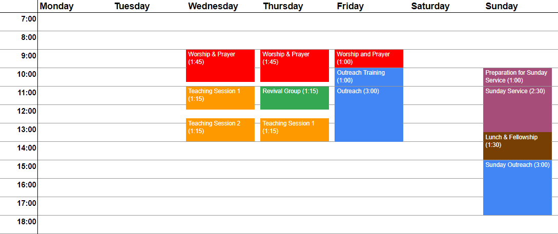 Weekly Schedule Example English 2024